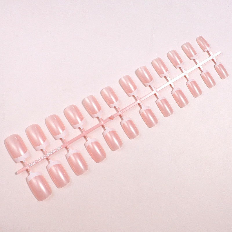Glossy French Tip Press-On Nail Art Bowlift