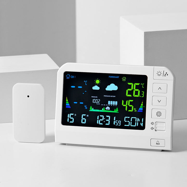 Digital Weather Alarm Clock with Multifunctional Display Bowlift
