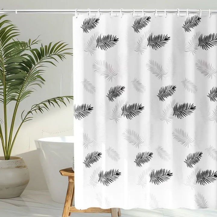 Tropical Leaf Pattern Shower Curtain Bowlift