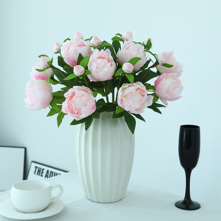 Realistic silk peony stem with buds and flexible long stem Bowlift