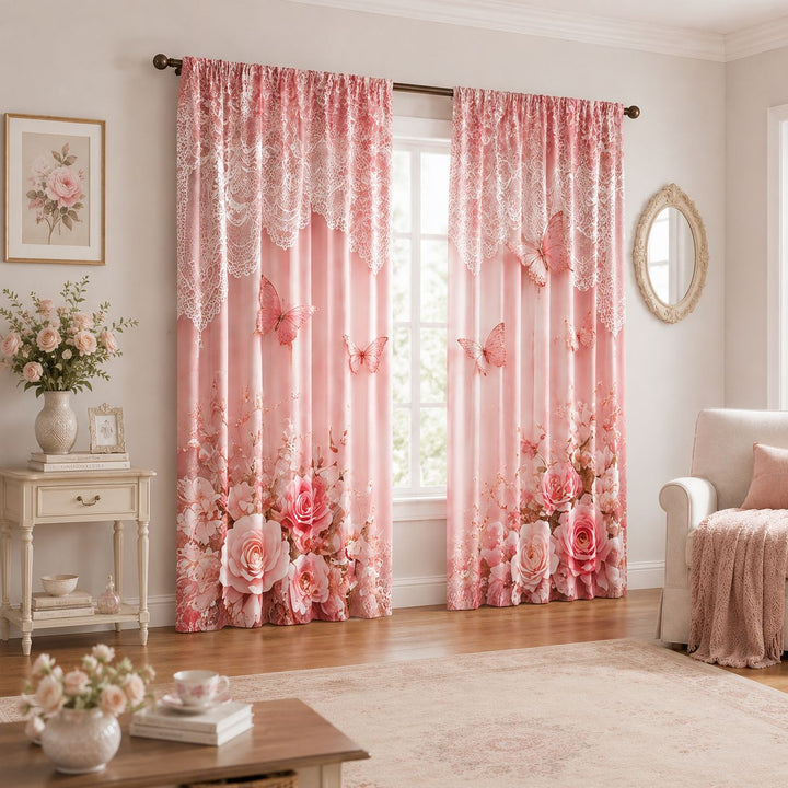 Butterfly-Patterned Decorative Curtains