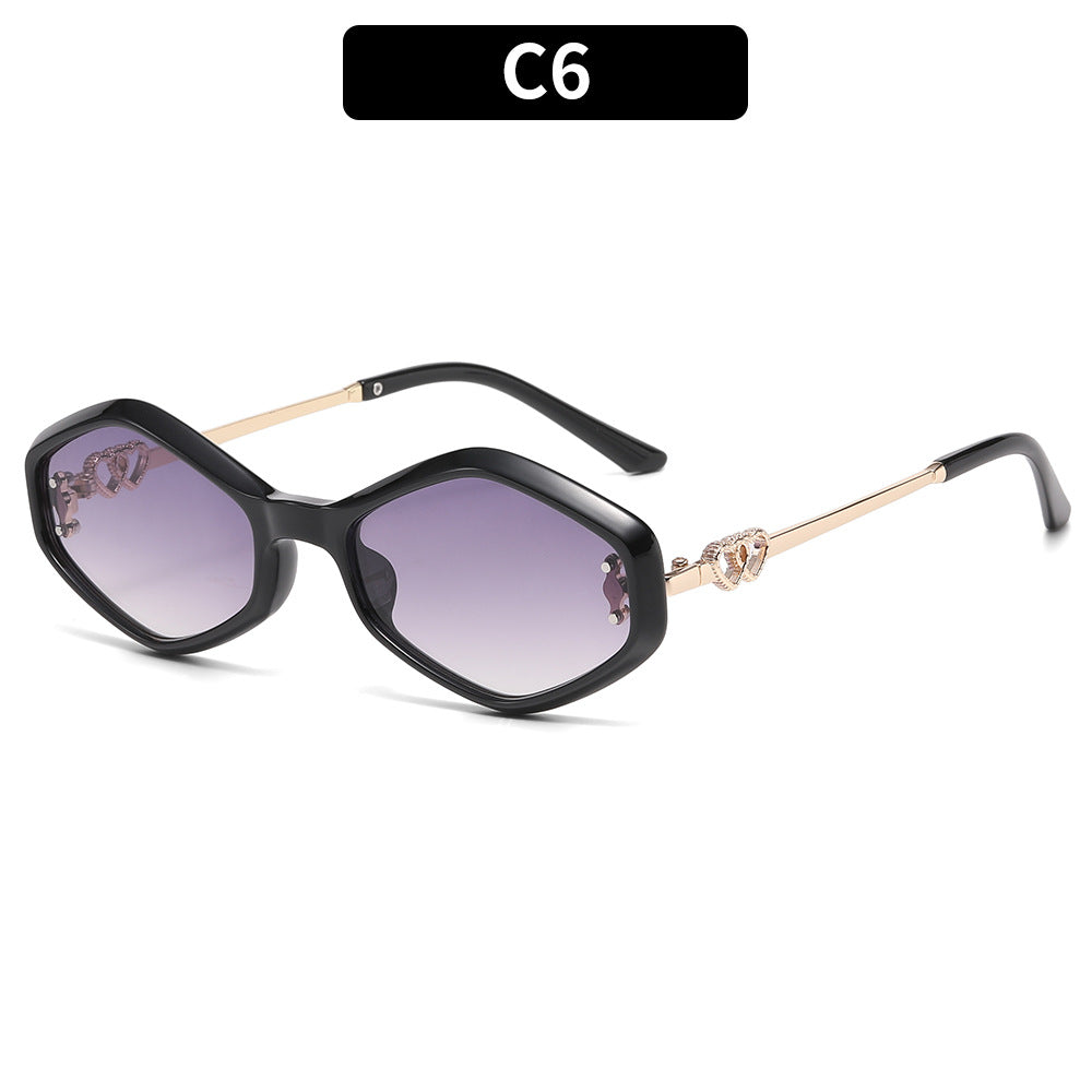 Oversized geometric acetate sunglasses with gold metal temples and crystal interlock detail Bowlift