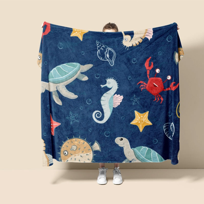 Plush Turtle-Themed Throw Blanket