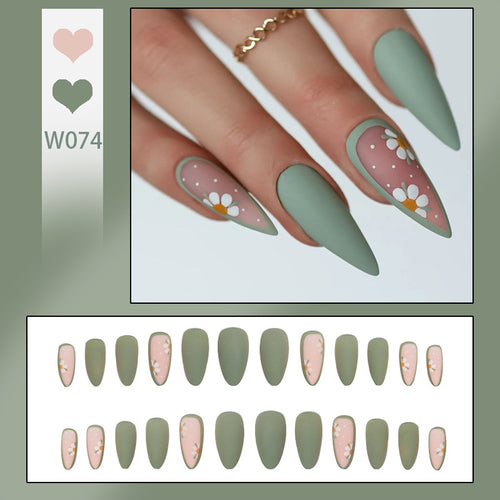 Artistic Nail Tips with Flower Design Bowlift
