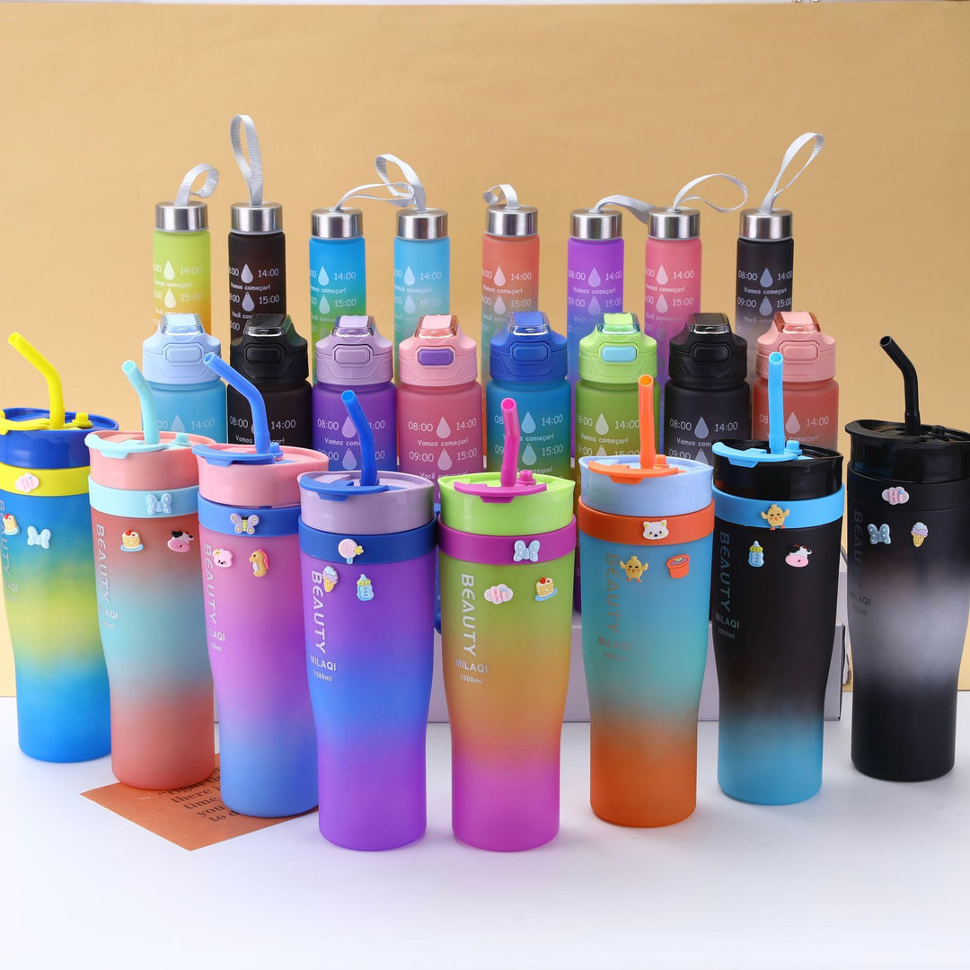 Ladies stylish and practical water bottle with design and time markings Bowlift