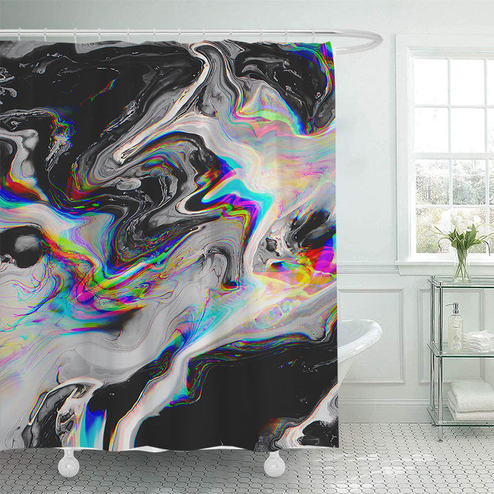 Elegant Marble-Patterned Shower Curtain Bowlift