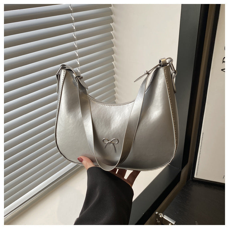 Premium Glossy Faux Leather Hobo Bag Bowlift