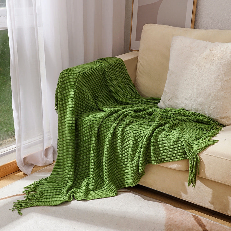 Luxurious Textured Fringe Throw Blanket