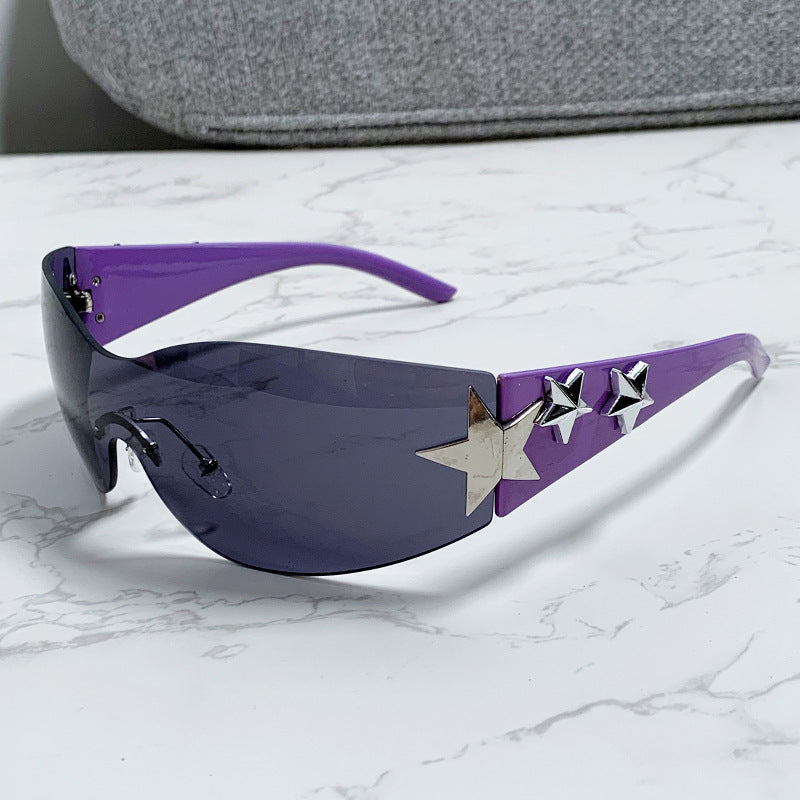 Women's stylish sports sunglasses with half-frame and striking star accents Bowlift