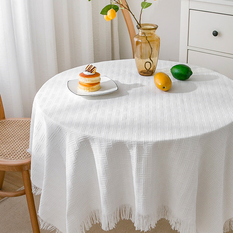 BowLift | Waffle Modern Tablecloth, Knitted Fabric Lace Coffee Cloth, Round Tablecloth, Rectangular Tablecloth