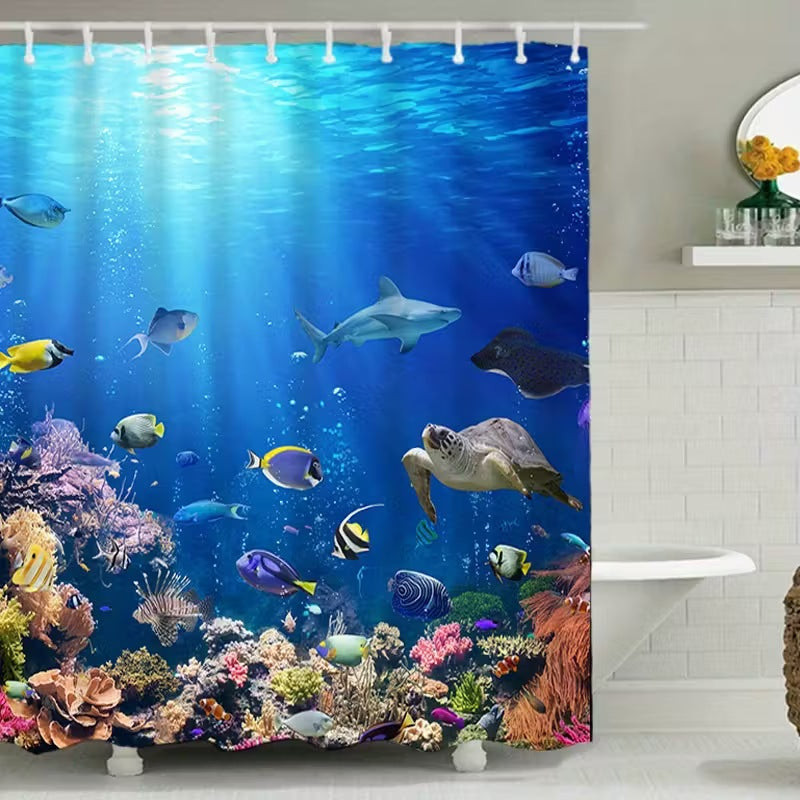 Coastal Scene Shower Curtain Bowlift