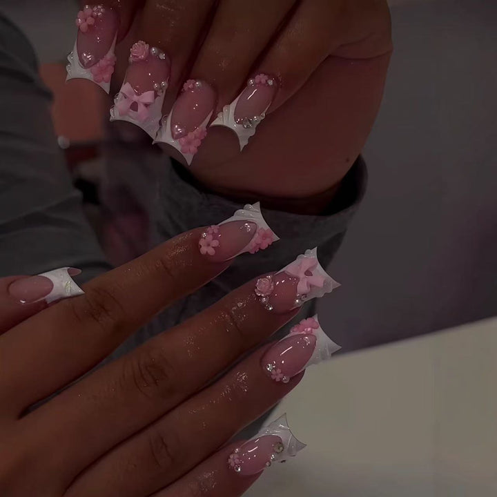 Decorative Floral Acrylic Nail Art Bowlift