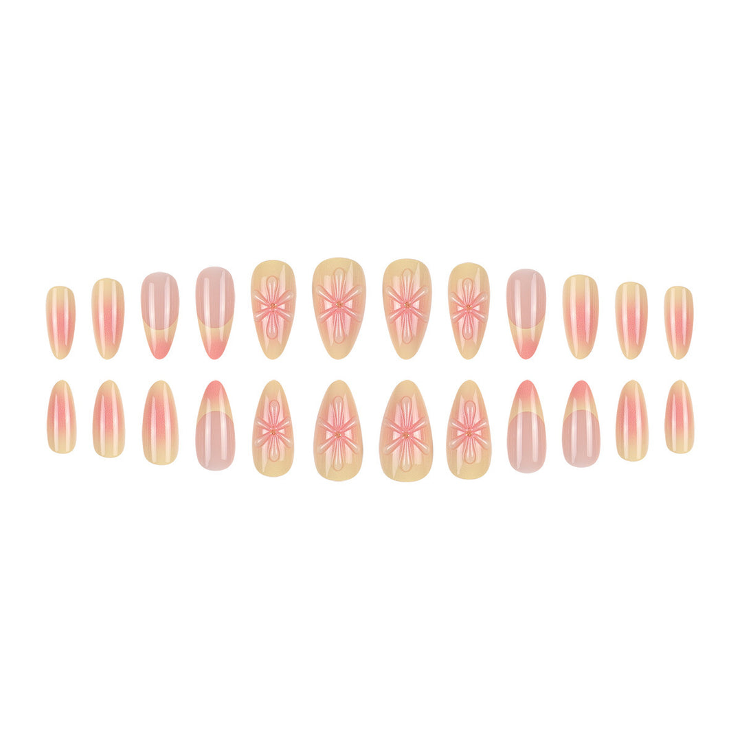 Decorative Floral Press-On Nail Extensions Bowlift