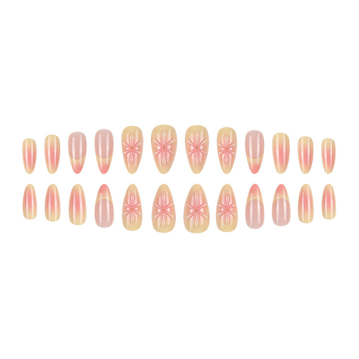 Decorative Floral Press-On Nail Extensions Bowlift