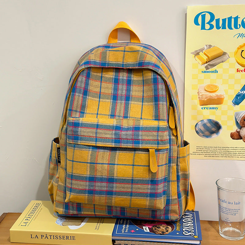 Plaid Patterned Backpack Bowlift