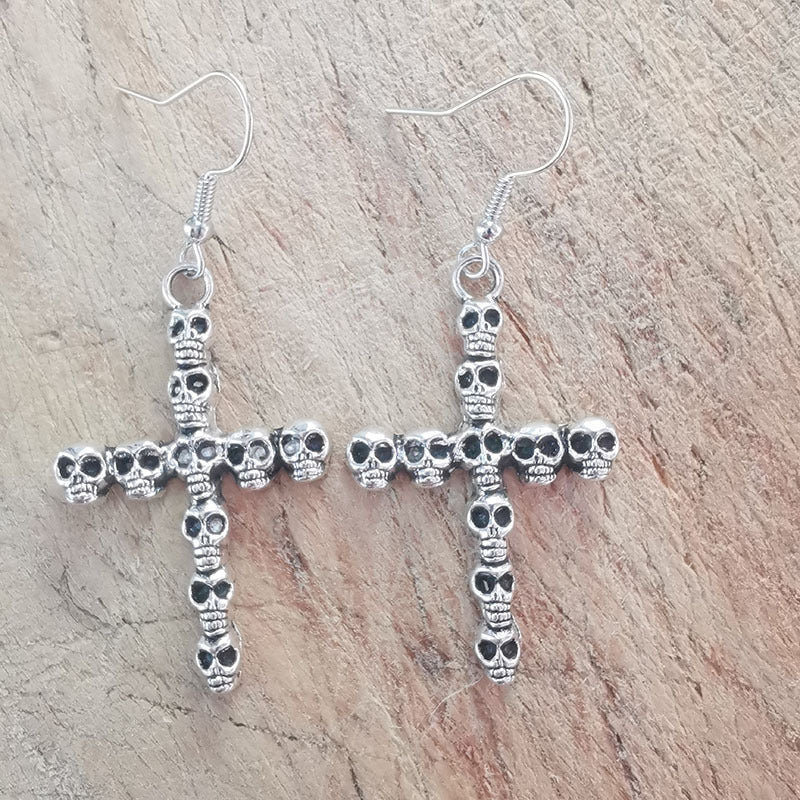 Gothic Skull Cross Earrings Bowlift