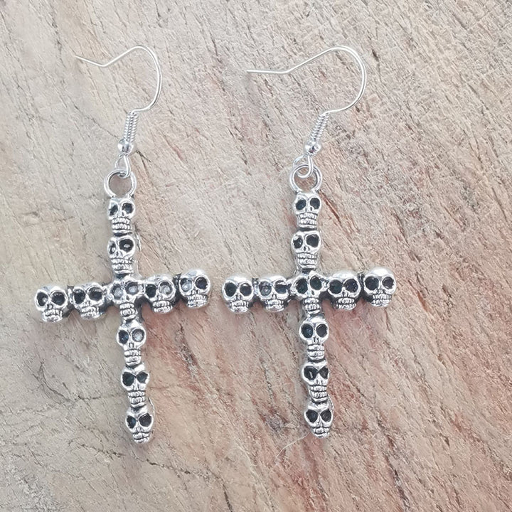 Gothic Skull Cross Earrings Bowlift
