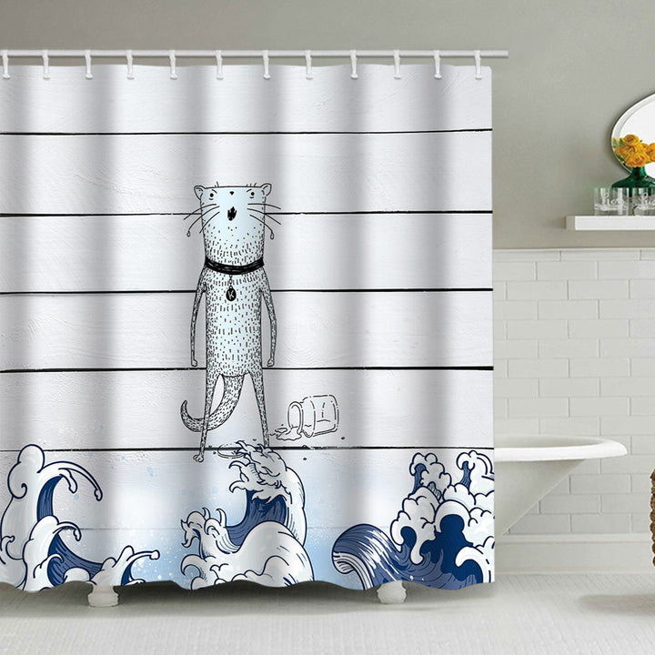 Artistic Dog Illustration Shower Curtain Bowlift