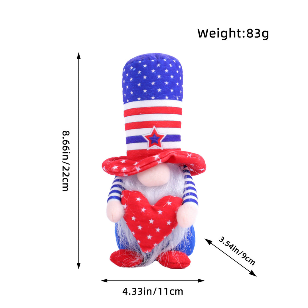 Unisex nan Patriotic Americana Decorative Gnome Plush Set with Star-Spangled Hats Bowlift