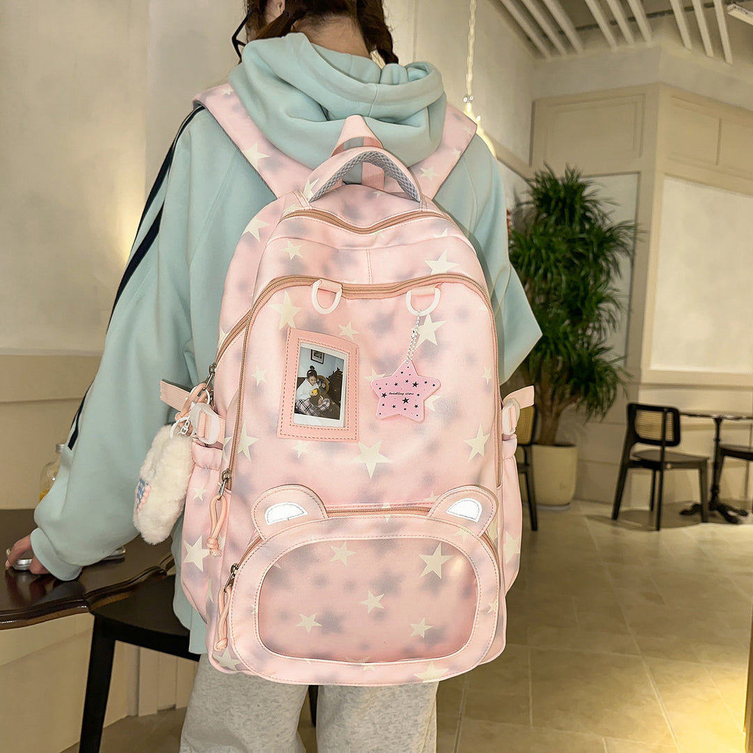 Backpack with Cute Applications and Thoughtful Storage Bowlift