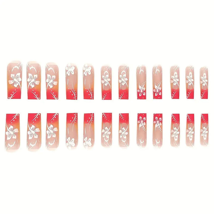 Trendy Floral Acrylic Nail Art Set Bowlift