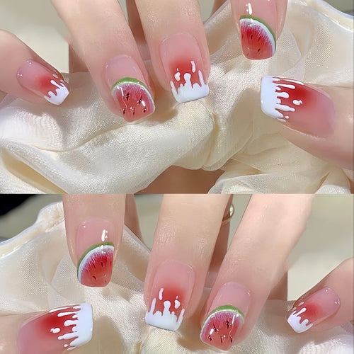 Artificial nails in stylish watermelon design Bowlift