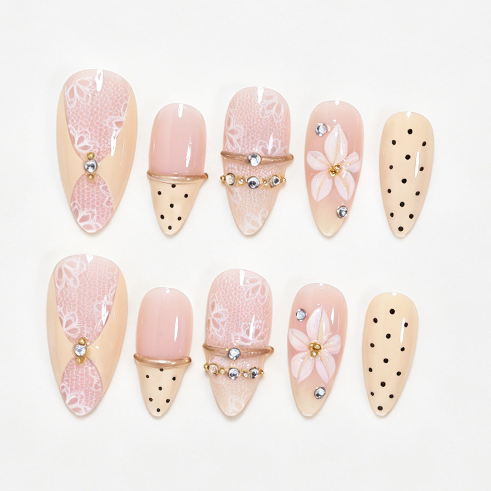 Elegant Floral Design Press-On Nail Tips Bowlift