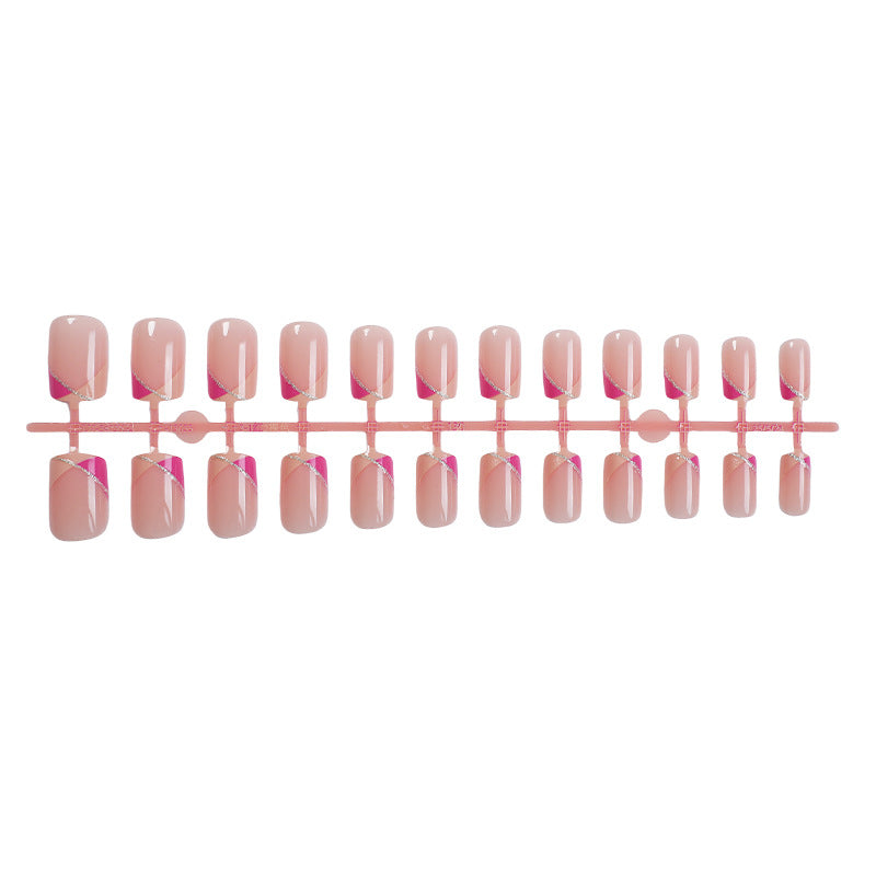Decorative Press-On Nail Set with Stylish Geometric Design Bowlift