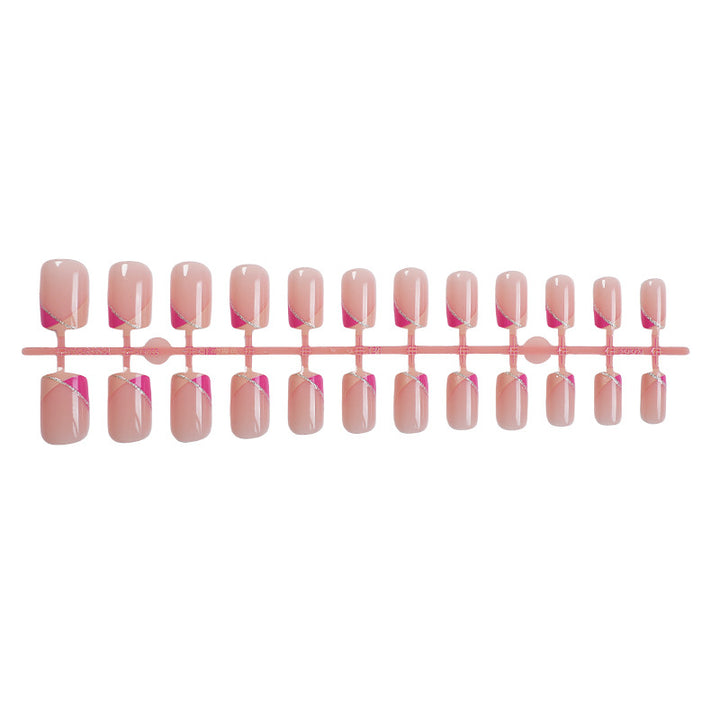 Decorative Press-On Nail Set with Stylish Geometric Design Bowlift
