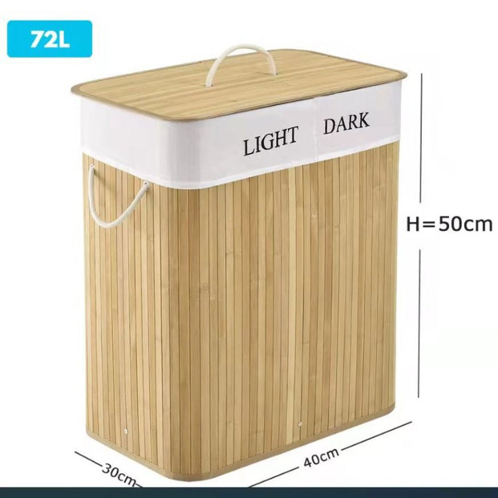 Laundry basket made of natural bamboo by Bowlift