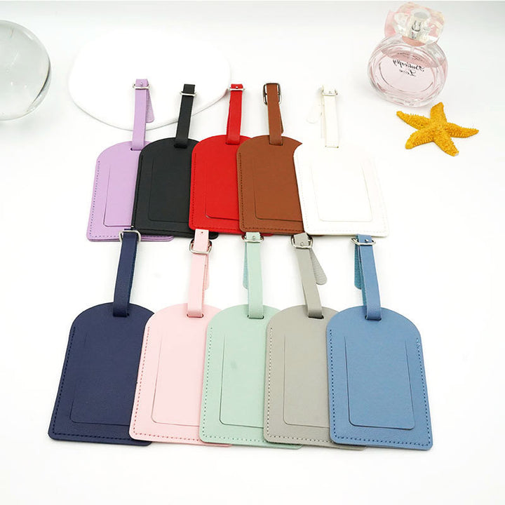 Minimalist Leather Luggage ID Tag with Adjustable Buckle Strap and Card Slot Bowlift