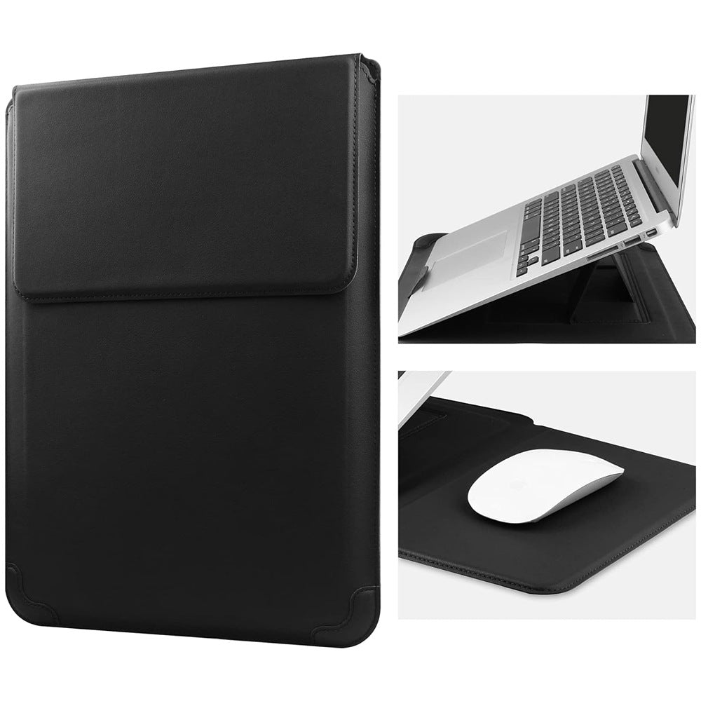 Padded laptop sleeve with integrated foldable stand and mouse pad Bowlift