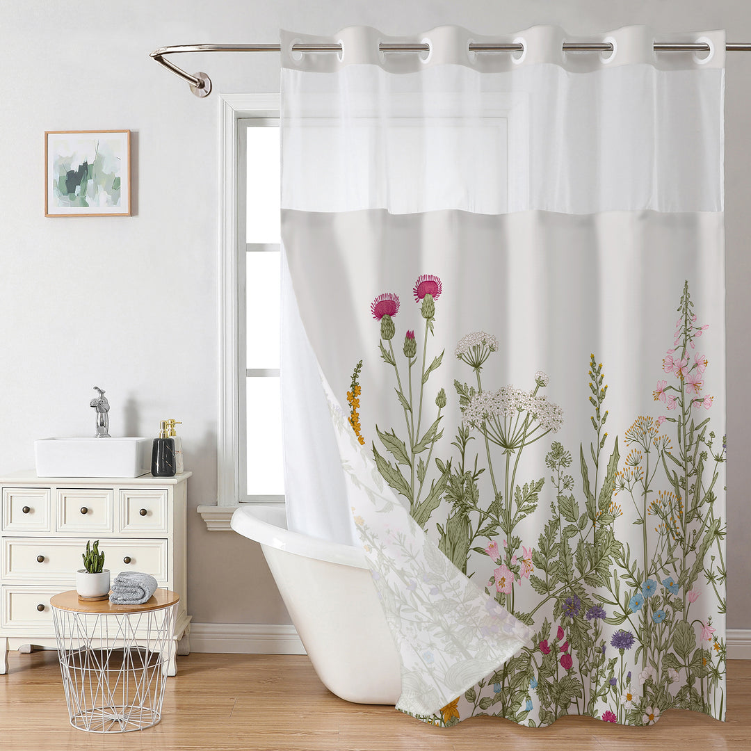 Elegant Floral Print Shower Curtain Bowlift