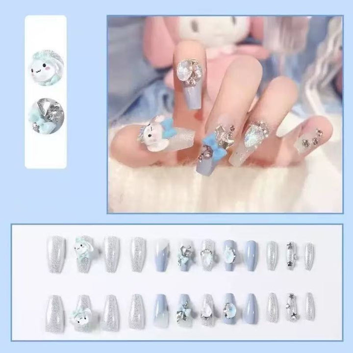 Creative artificial nails with 3D design and glitter accents Bowlift