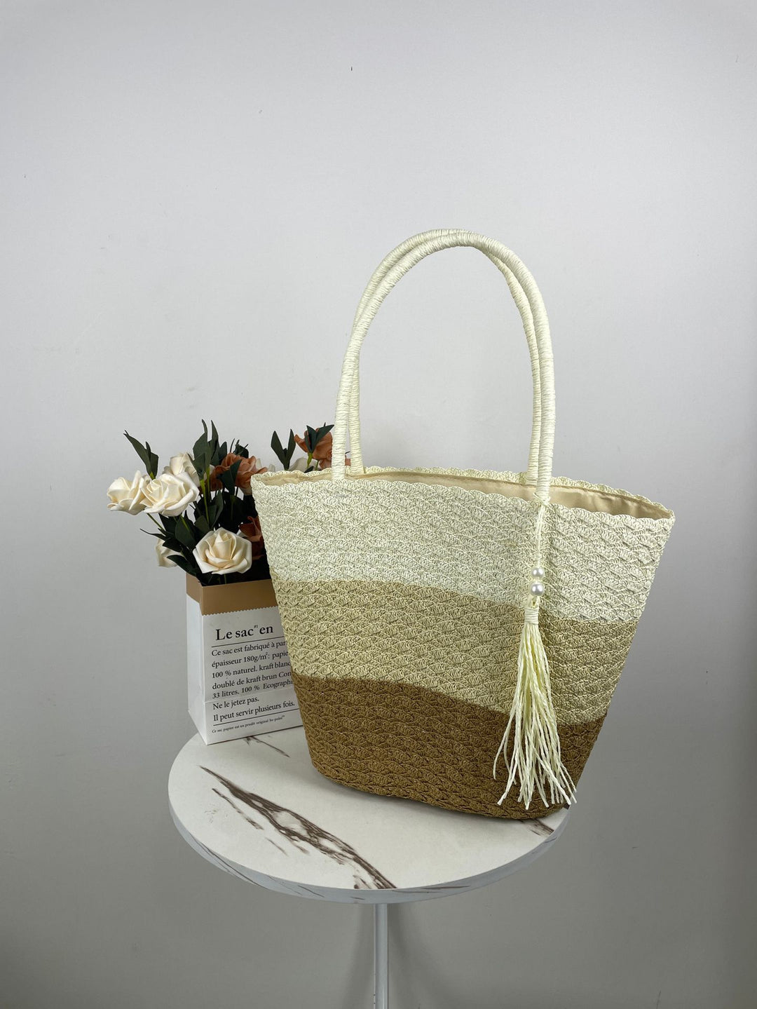 Trendy Woven Beach Bag Bowlift