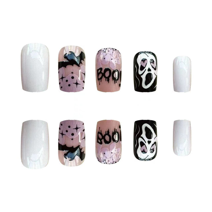 Halloween Fake Nail Set with Creative Scary Motifs Bowlift