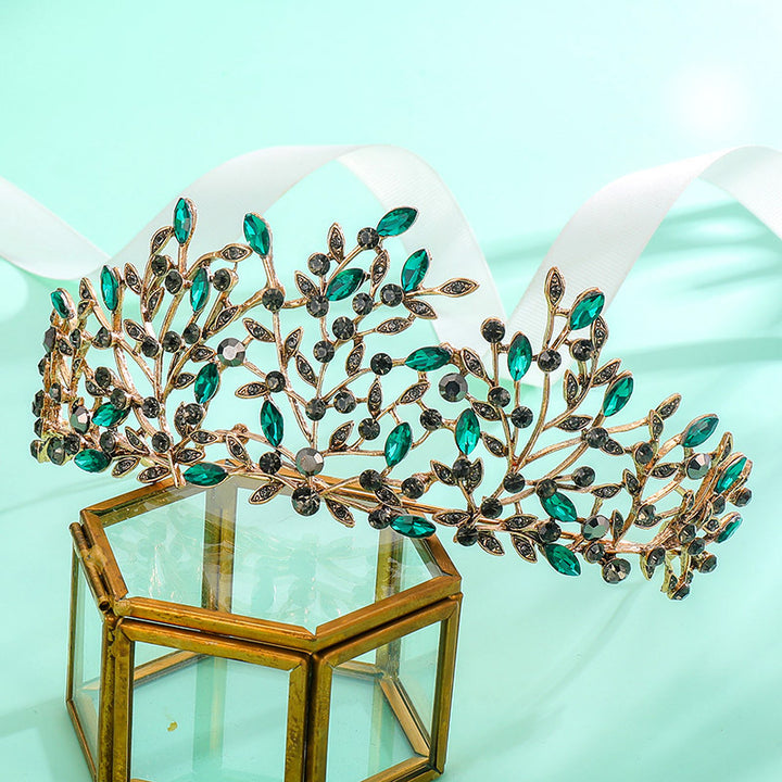 Ladies Elegant Headband with Floral Decorations and Rhinestones Bowlift