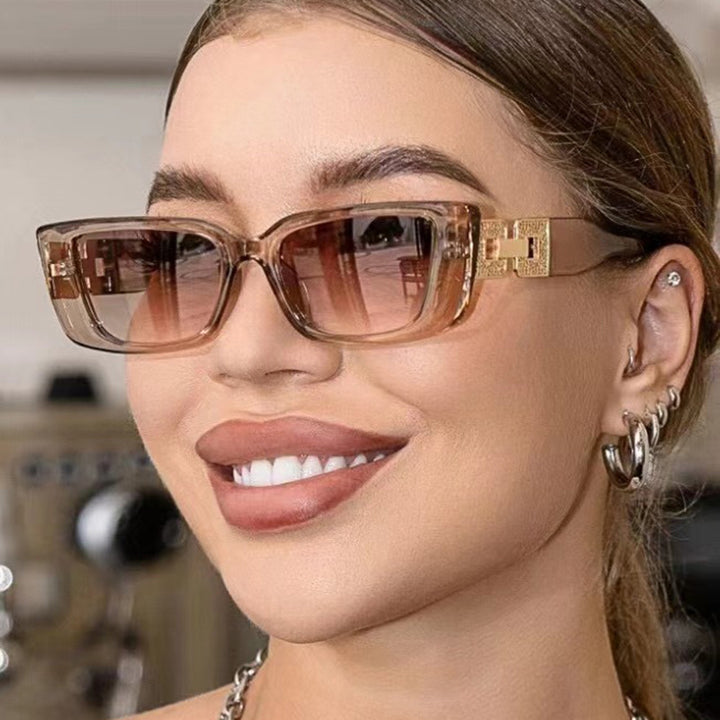 Oversized Square Frame Sunglasses with Glamorous Accent Bowlift