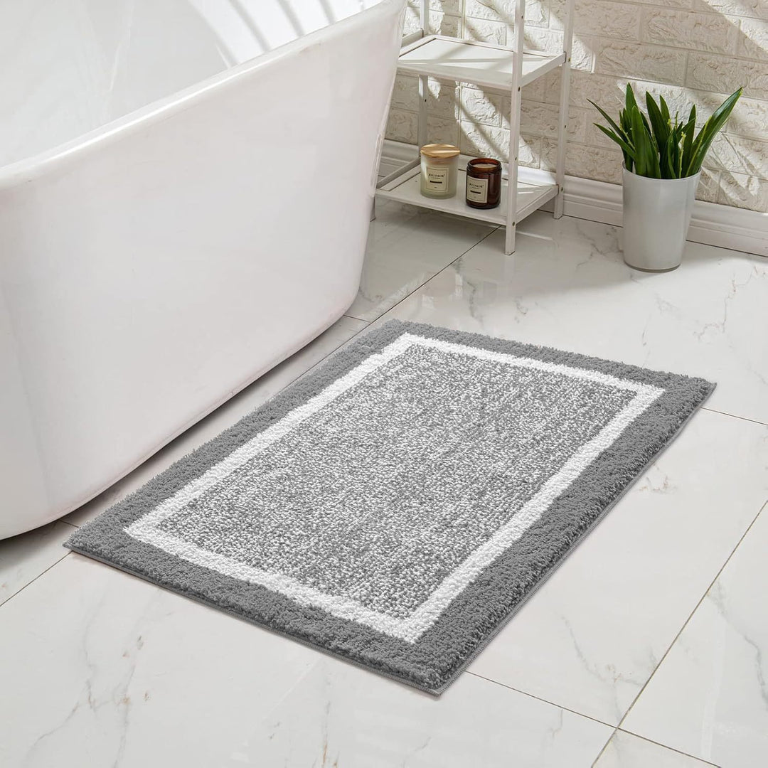 Plush Memory-Foam Non-Slip Checkerboard Bath Rug Bowlift