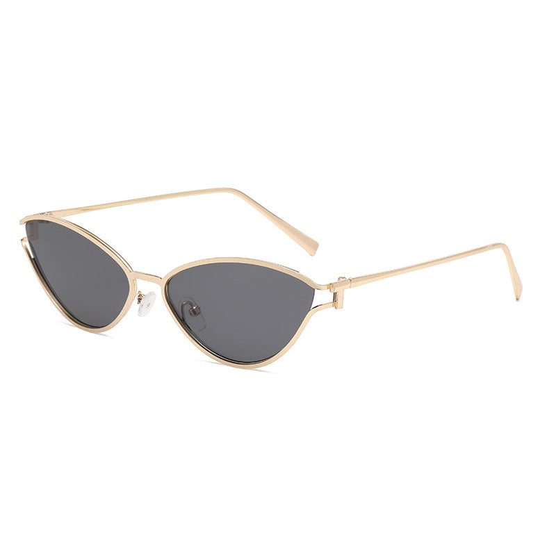 Ladies Cat-Eye Sunglasses with Elegant Metal Frame and UV Protection Bowlift