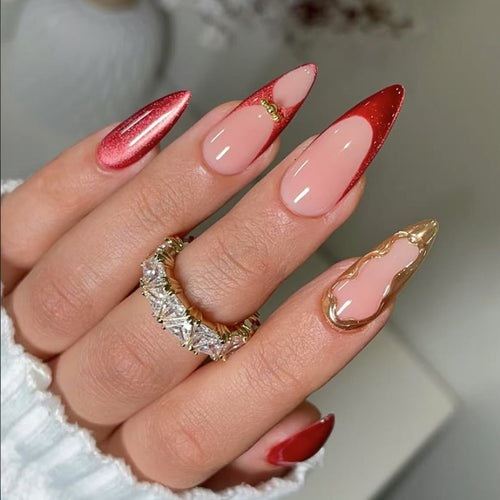 Artful nail extensions with glamorous design and glitter coating Bowlift