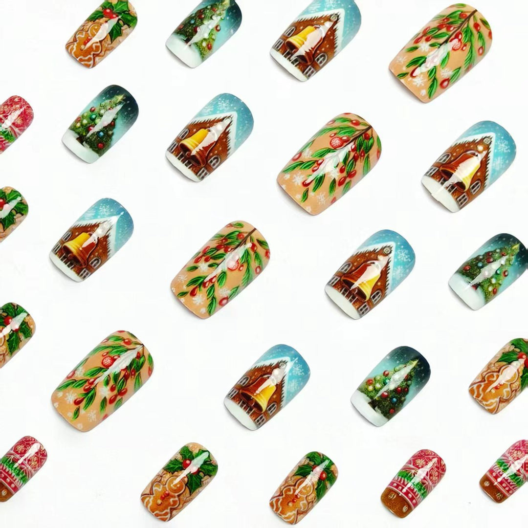 Artificial nails with festive Christmas motif Bowlift