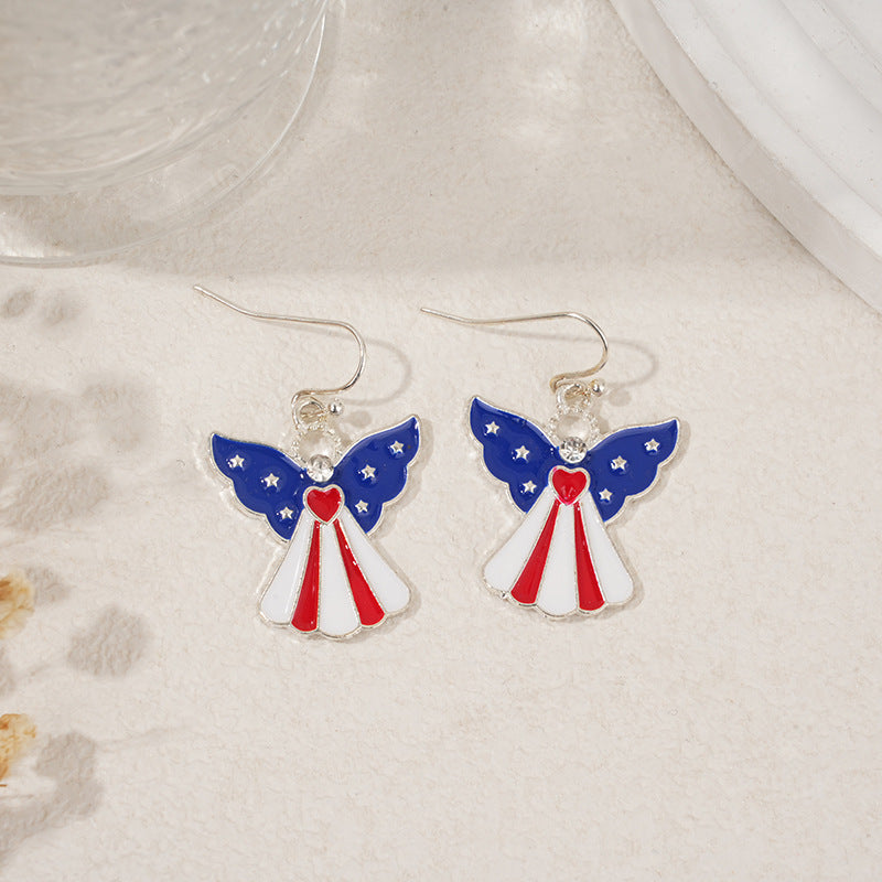 Ladies nan square crystal drop earrings with star grid and fine ear hook Bowlift