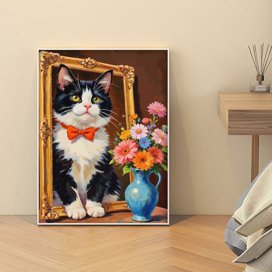 Decorative Cat-Themed Art Print Bowlift
