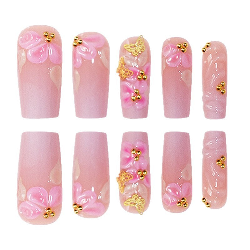 Floral Art Acrylic Press-On Nails Set Bowlift