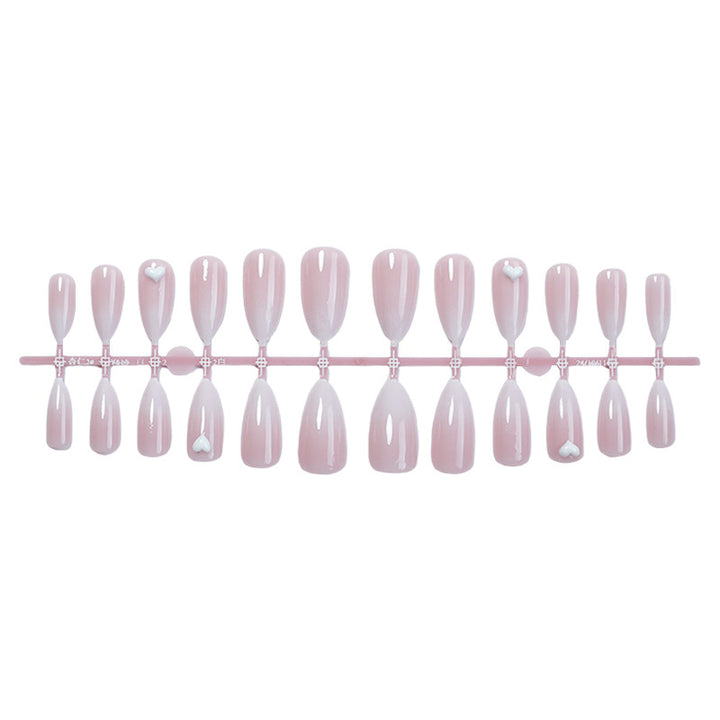 Elegant Press-On Nail Set with Heart Embellishments Bowlift