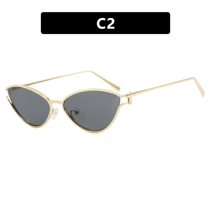 Women's Cat-Eye Sunglasses with Protective UV Filter and Elegant Metal Frame Bowlift