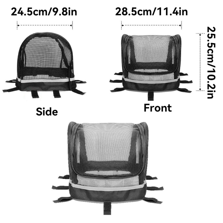 front-mounted breathable mesh bicycle pet basket canopy with reflective trim Bowlift