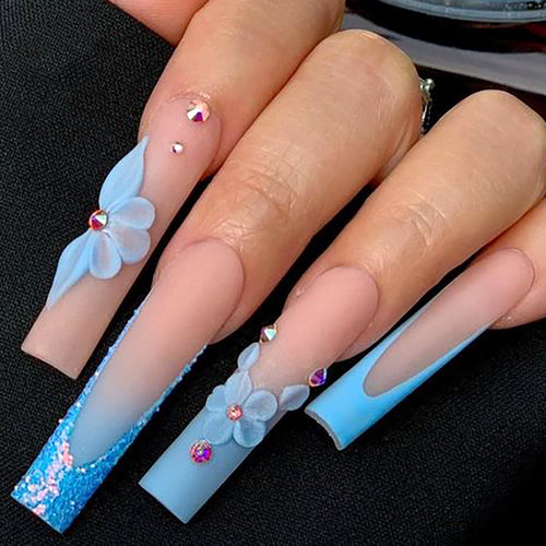 Decorative Floral Acrylic Press-On Nails Bowlift 1789085963