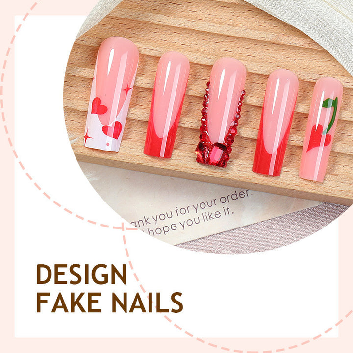 Creative nail art set with romantic heart designs and glitter accents Bowlift